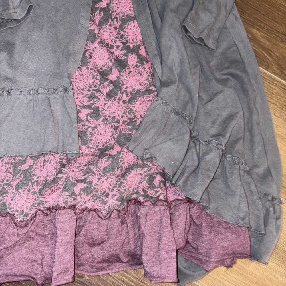 Lilli Lovebird Dress Cardigan Set Gray Pink Floral‎ Size 12